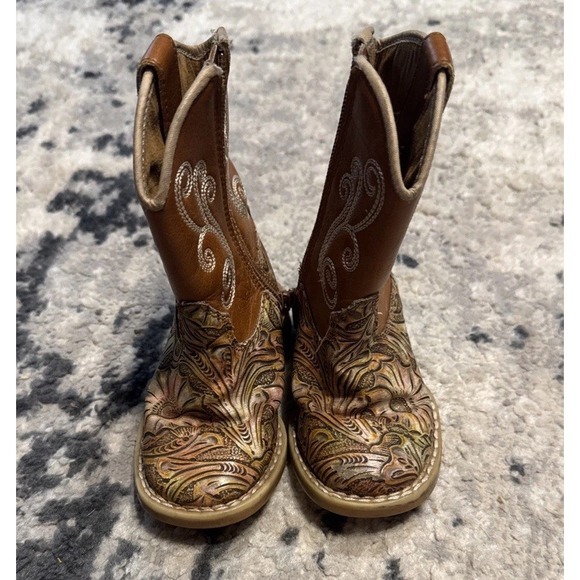 Twister Other - Twister Toddler Brown Sz 5 Tooled  Leather Rodeo Western Boots Zip